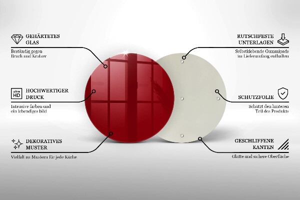 Planche à découper en verre couleur rouge