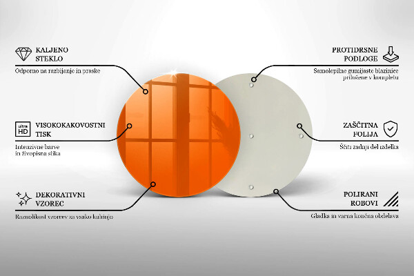 Planche à découper en verre couleur orange