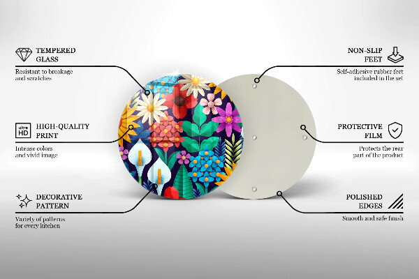 Protection plaque induction Illustration de prairie de fleurs