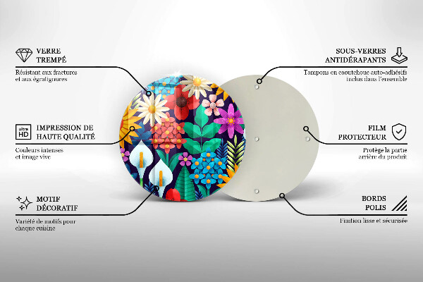 Protection plaque induction Illustration de prairie de fleurs