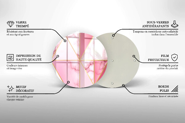 Protection plaque induction Marbre géométrique