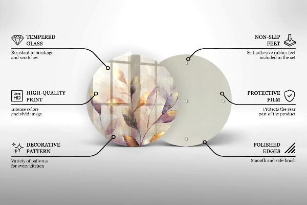 Protection plaque induction Feuilles de bohème peintes