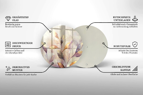 Protection plaque induction Feuilles de bohème peintes