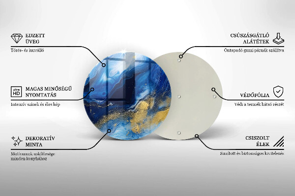 Protection plaque induction Marbre bleu et or