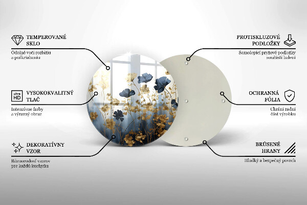 Protection plaque induction Fleurs bleues et dorées