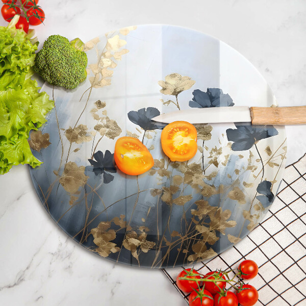 Protection plaque induction Fleurs bleues et dorées