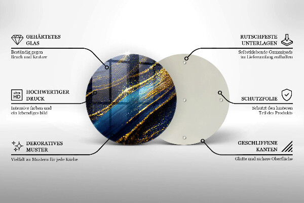 Protection plaque induction Abstraction bleu marine