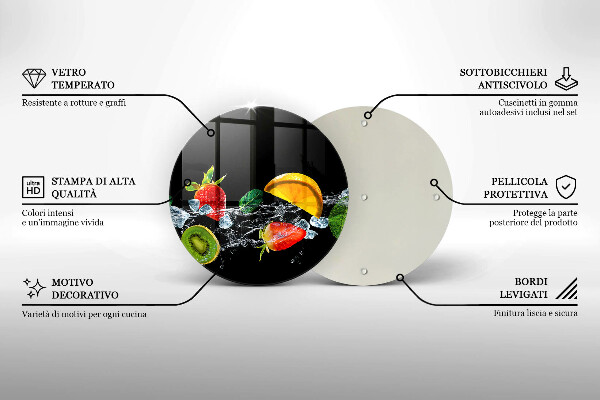 Planche à découper en verre Fruits dans l'eau