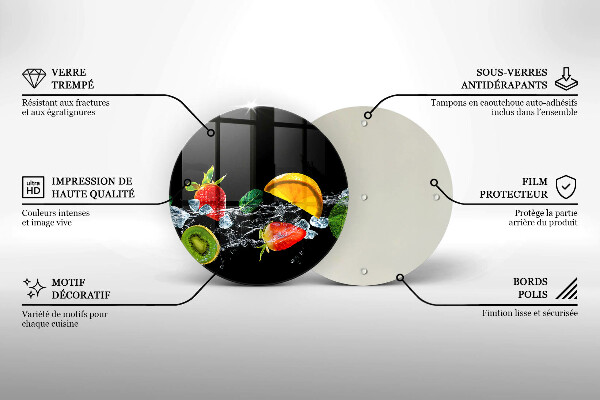 Planche à découper en verre Fruits dans l'eau