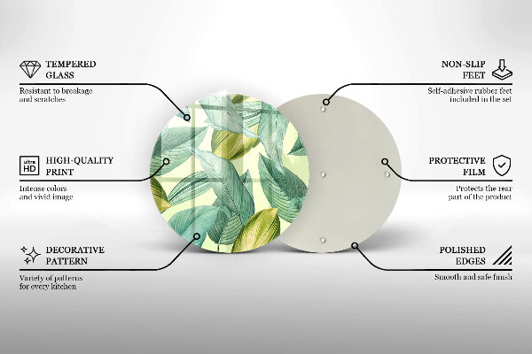 Planche à découper en verre Feuilles tropicales vertes