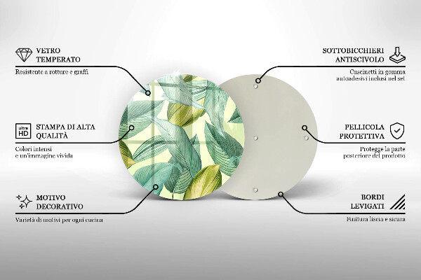Planche à découper en verre Feuilles tropicales vertes