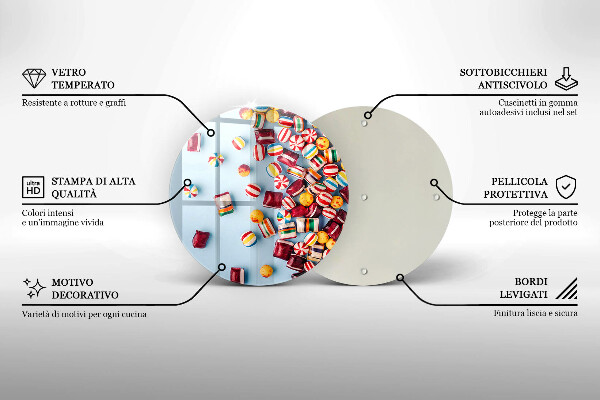 Planche à découper en verre Bonbons colorés