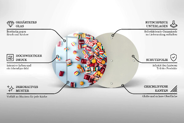 Planche à découper en verre Bonbons colorés