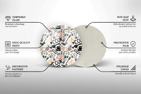 Planche à découper en verre Motif de cuisine de dessin animé