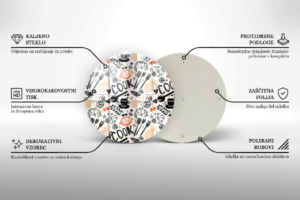 Planche à découper en verre Motif de cuisine de dessin animé