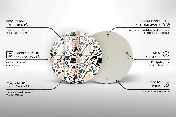 Planche à découper en verre Motif de cuisine de dessin animé