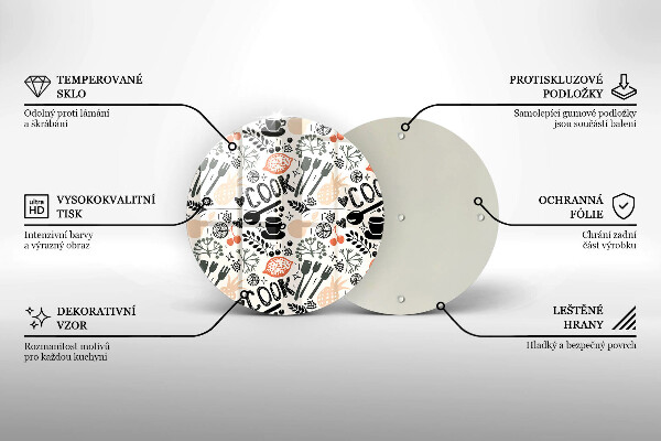 Planche à découper en verre Motif de cuisine de dessin animé