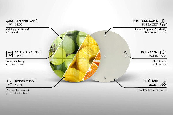 Planche à découper en verre Fruits colorés