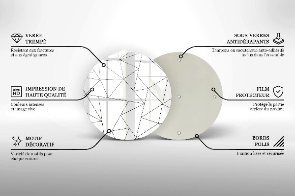 Planche à découper en verre Triangles blancs