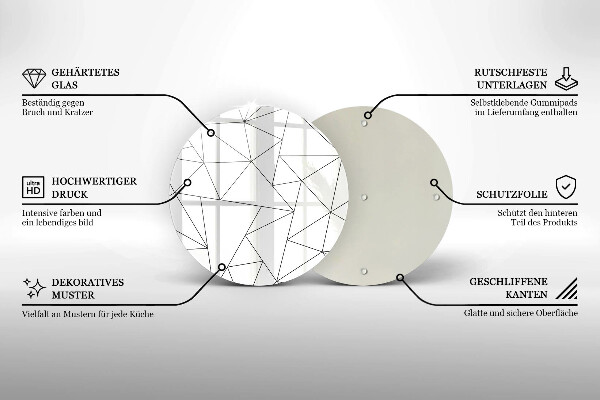 Planche à découper en verre Triangles blancs