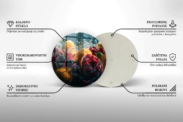 Planche à découper en verre Fruits dans l'eau