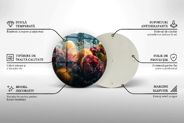 Planche à découper en verre Fruits dans l'eau