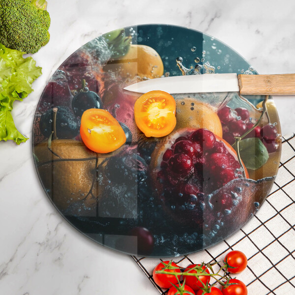 Planche à découper en verre Fruits dans l'eau
