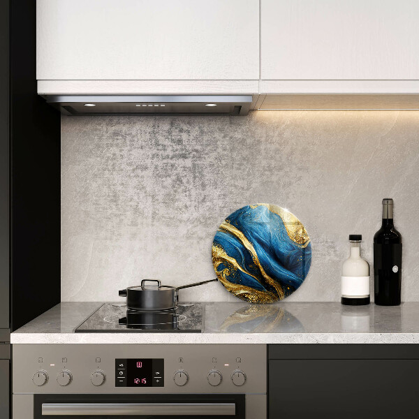 Protection plaque induction Marbre bleu et or