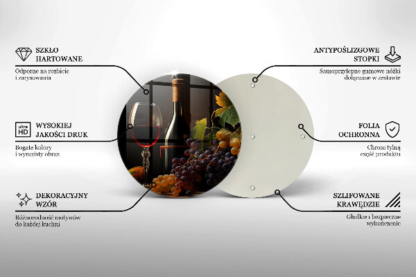 Protection plaque induction Verre de vin et de raisins