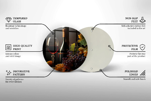 Protection plaque induction Verre de vin et de raisins