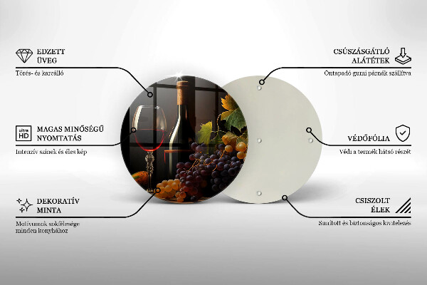 Protection plaque induction Verre de vin et de raisins