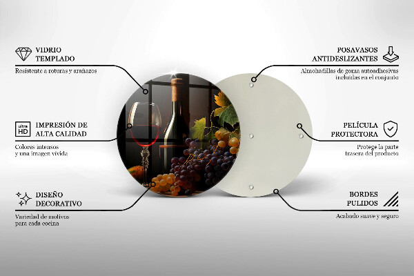 Protection plaque induction Verre de vin et de raisins