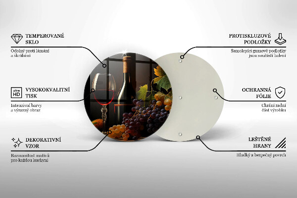 Protection plaque induction Verre de vin et de raisins