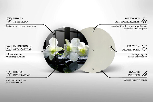 Protection plaque induction Fleurs blanches dans une eau zen