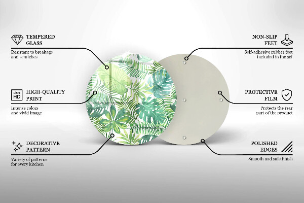 Protection plaque induction Feuilles de boho aquarelle