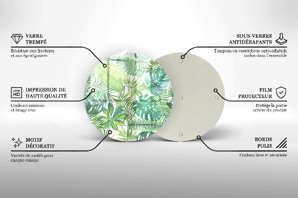 Protection plaque induction Feuilles de boho aquarelle