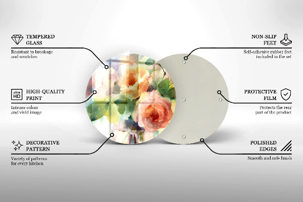 Protection plaque induction Fleurs peintes