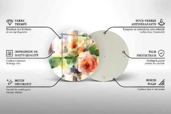 Protection plaque induction Fleurs peintes