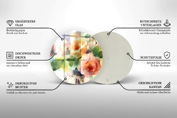 Protection plaque induction Fleurs peintes