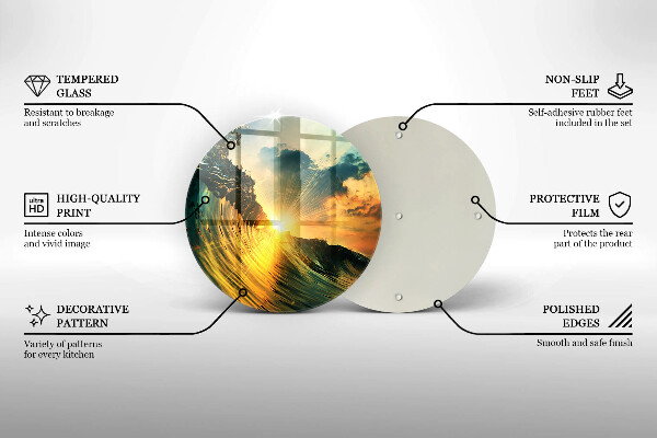 Protection plaque induction Vague et coucher de soleil