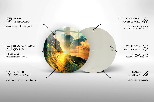 Protection plaque induction Vague et coucher de soleil