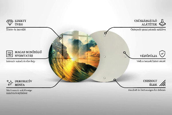 Protection plaque induction Vague et coucher de soleil