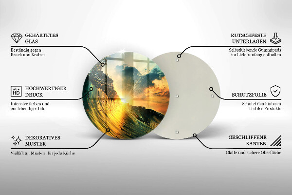 Protection plaque induction Vague et coucher de soleil