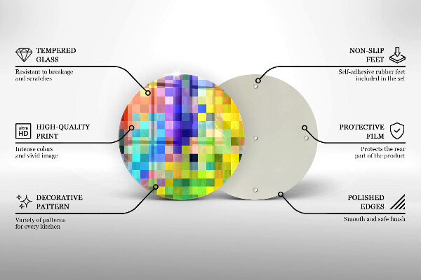 Protection plaque induction Carrés de pixels colorés