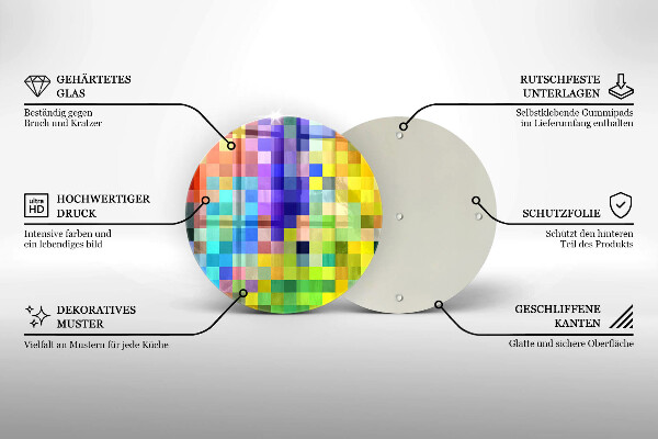 Protection plaque induction Carrés de pixels colorés