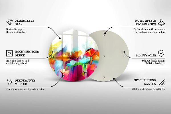 Protection plaque induction Fleurs peintes