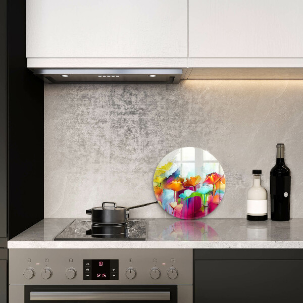 Protection plaque induction Fleurs peintes