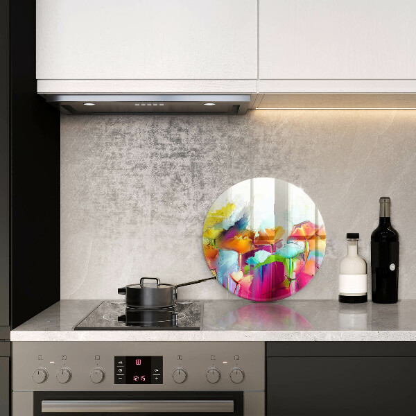 Protection plaque induction Fleurs peintes