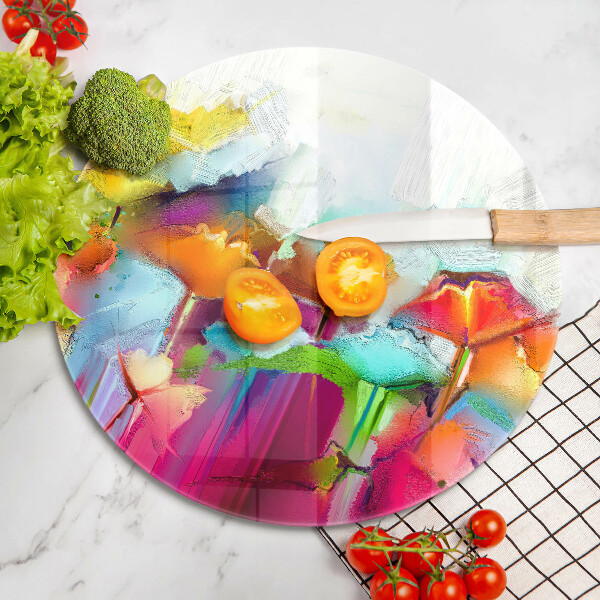 Protection plaque induction Fleurs peintes