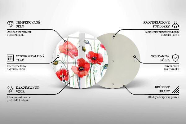 Protection plaque induction Fleurs de coquelicots rouges